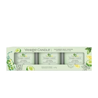 Image of Yankee Candle Cucumber Mint Cooler 3 Filled Votive Gift Set