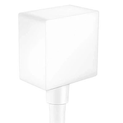 Image of Hansgrohe Fixfit Wall Outlet Square With Non Return Valve, Matt White, 26455700