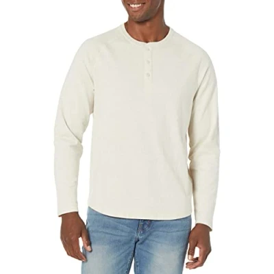 Image of Amazon Essentials Men&#039;s Regular Fit Long Sleeved Henley Shirt (Available in Big &amp; Tall), Oatmeal Heather, S