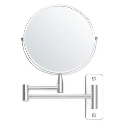 Image of BELLE VOUS Chrome Wall Mounted Extendable 360 Swivel Mirror Shaving for Bathroom Mirrors Double Sided Rotating Stainless Steel Vanity