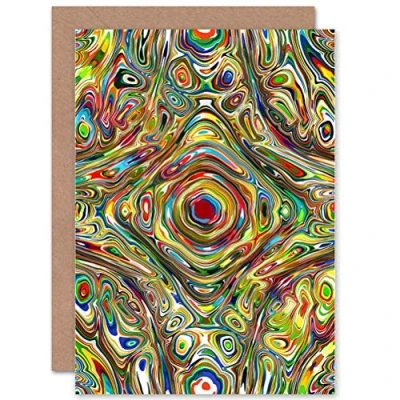 Image of Wee Blue Coo PAINTING PSYCHEDELIC COLOUR DESIGN BLANK GREETINGS BIRTHDAY CARD