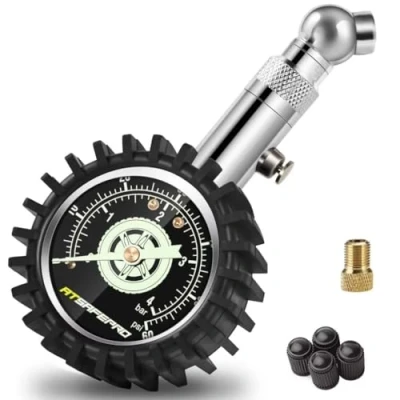 Image of ATSAFEPRO Tyre Pressure Gauge UK, Checker 4 bar 60 psi Certified ANSI B40.1 Accurate with Large 2&quot; Glow Dial, Professional Mechanical Air for Motorcycles,Cars,Trucks