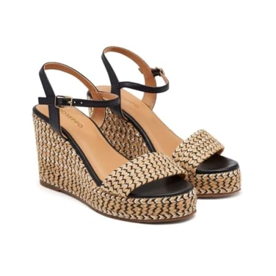 Image of GIOSEPPO Women&#039;s Chippewa Espadrille Wedge Sandal, Black/White, 5 UK