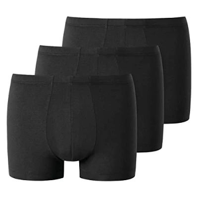 Image of Uncover by Schiesser Men&#039;s Pack of 3 boxer shorts underwear with soft cuffs cotton stretch mix, black, S