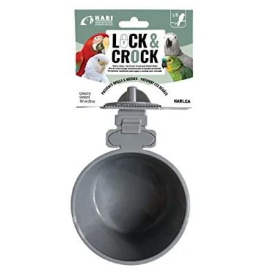 Image of Hari Lock &amp; Crock Food and Water Bowl, Pet Bird Cage Accessory, Large