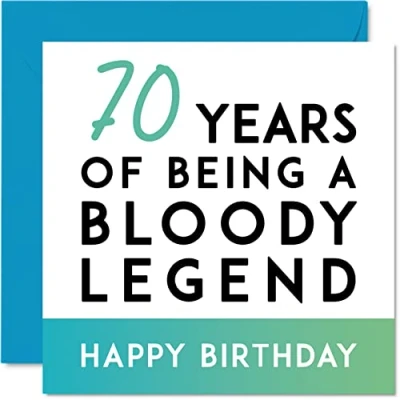 Image of Funny 70th Birthday Card for Men Women Being A Legend Seventy Seventieth Happy Him Her Mum Dad Grandad Nanny Grandma Uncle, 145mm x Joke Gifts Humour Sarcasm Greeting Cards