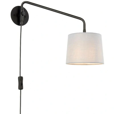 Image of Carlson 1 Light Wall Matt Black &amp; Grey Cotton Mix, E14
