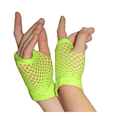 Image of Crazy Chick New Ladies Girls Short Fishnet Gloves Assorted Colours Fingerless Gloves, Party Fancy Dress Tutu Neon (Yellow)