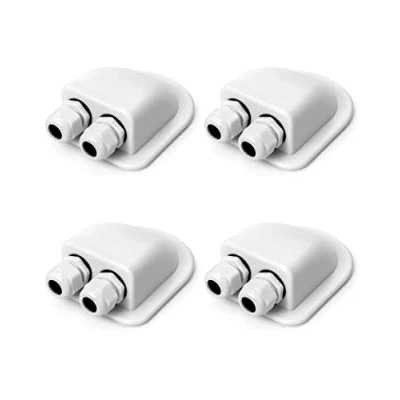 Image of QWORK® 4 Pcs IP68 Solar Cable Entry Gland Waterproof ABS Double Dual Housing for Panels of RV, Caravan and Marine, White