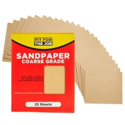 Image of Fit For The Job 25 Large A4 Size Sheets Coarse Grade Sandpaper Sanding Wood, Furniture, Metal, Plaster Home Improvement, Decorating &amp; More, 11x9 inch (230x280mm) 11&quot; x 9&quot;