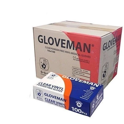 Image of VINYL gloves POWDER FREE, NON LATEX AND CLEAR, 1 CASE (10 boxes of 100 gloves, 1,000 total), SIZE MEDIUM NEW DEAL