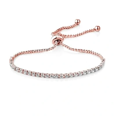 Image of Philip Jones Rose Gold Plated Solitaire Friendship Bracelet Created with Zircondia® Crystals