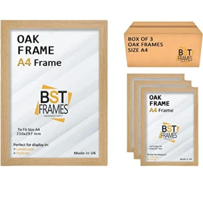 Image of Pack Of 3 Modern Picture Photo Poster Frames (Oak, A4 (297 x 210mm))