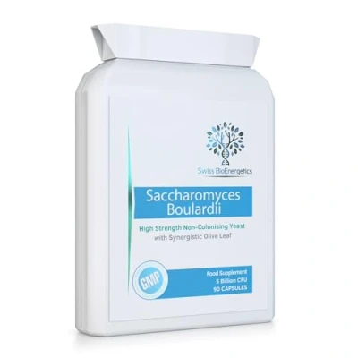 Image of Saccharomyces Boulardii 5 Billion CFU 90 Capsules No Refrigeration Required High Strength Non Colonising Yeast with synergistic Olive Leaf, Biotin and Vitamin D3