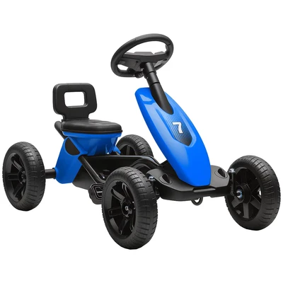 Image of AIYAPLAY Pedal Go Kart for Kids with Silent EVA Wheels, Metal Frame Blue