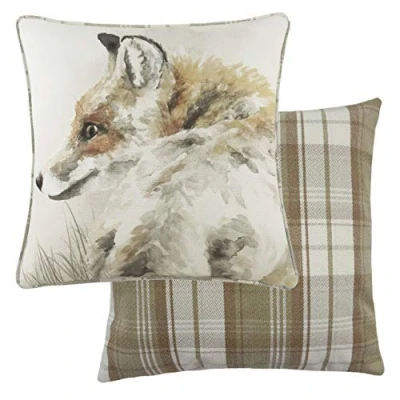 Image of Evans Lichfield Watercolour Fox Polyester Filled Cushion, Multi, 43 x 43cm