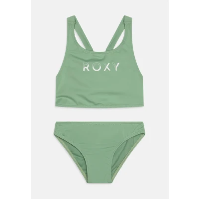 Image of Roxy Solid Active Two Piece Swim Set For Girls 6 16