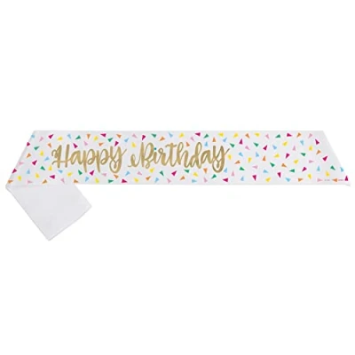 Image of Unique 26377 Gold Foil Stamped Happy Sash Bright Triangle Birthday Party 1 Count (Pack of 1), Multicolour