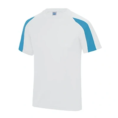 Image of AWDis Kids Contrast Cool T Shirt, Arctic White/Sapphire, 9 11 Years