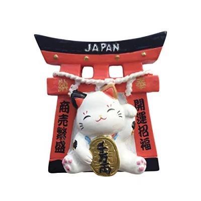 Image of Japan 3D Torii Lucky Cat Refrigerator Magnet Resin Travel Souvenirs,Handmade Home &amp; Kitchen Decoration Fridge Collection Gift