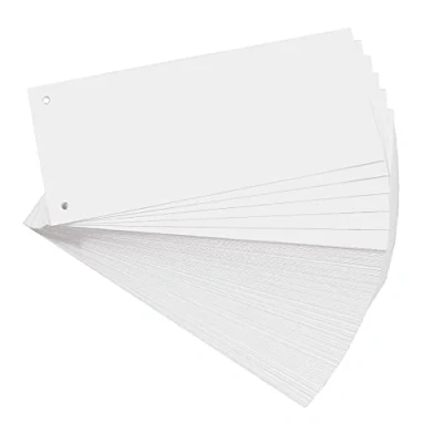 Image of Exacompta Ref 13305B Bristol Card Punched Dividers (Pack of 100) 105 x 240mm, 180gsm Paper, 2 Hole Punched, Horizontal, Organise A4 Documents White Colour