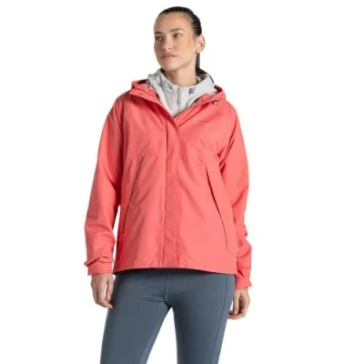 Image of Craghoppers Womens Ossus Breathable Waterproof Jacket, Deep Coral, 14 EU