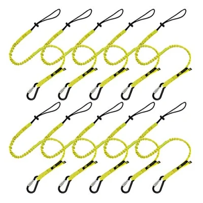 Image of BearTOOLS Tool Lanyard with Aluminum Screw Lock Carabiner Extend up to 165cm Max Load 8KG / 17.6lb Shock Absorbing Tether For Working At Height 0929YS (10 Pack)