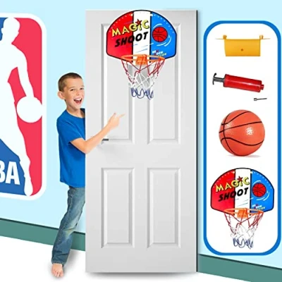 Image of Kids Basketball Hoop Set, and Ball Hook Perfect for Indoor &amp; Outdoor Game Hangable to the Door