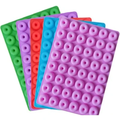Image of Selecto Bake Mini Donut Rings Silicone Mould 48 Cavities 1 Pack Molds Ice Cube Trays for Jelly Chocolate Cake Wax, Available in Oven Fridge Microwave Freezer Random Colour Sent