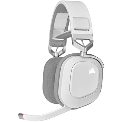 Image of CORSAIR HS80 RGB Over ear WIRELESS Multiplatform Gaming Headset Dolby Atmos Omni Directional Microphone iCUE Compatible PC, Mac, PS5, PS4 White