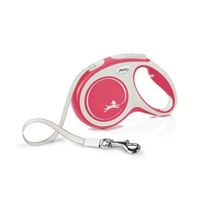 Image of Flexi New Comfort Tape Grey &amp; Red Medium 5m Retractable Dog Leash/Lead for dogs up to 25kgs/55lbs