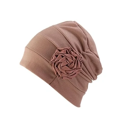 Image of Chemo Beanie Hat Headwear Women Turban with Side Flower (Coffee)