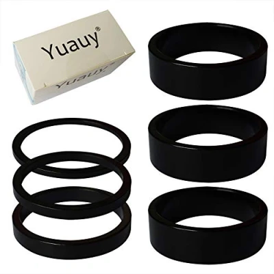 Image of Yuauy Bicycle Headset Stem Washer Spacer 2/3/5mm and 10mm x 3pcs Fits 1 1/8&quot; (28.8mm) heads steerer tubes for MTB Road Bike Aluminium Alloy Black
