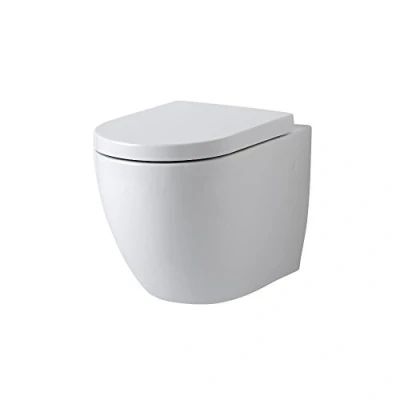 Image of Milano Irwell Modern White Ceramic Wall Hung Rimless Toilet WC Soft Close Seat