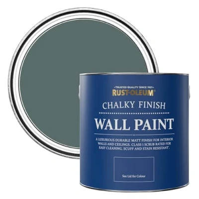 Image of Rust Oleum Green Matt Emulsion Wall Paint Deep Sea 2.5L
