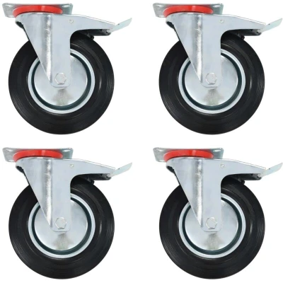 Image of vidaXL Swivel Casters with Double Brakes 4 pcs 200 mm