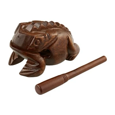 Image of Meinl Percussion Wooden Frog Instrument Large Guiro in Shape Including Scraper Wood, Brown (FROG L)