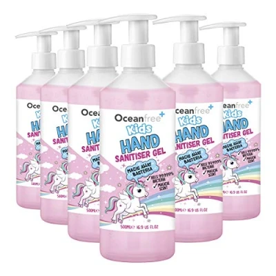 Image of Fantasy Hand Sanitiser Gel 500ml Pump Bottle 70% Alcohol Made in the UK (Pack of 6)