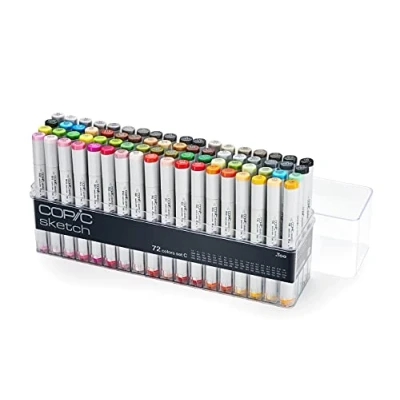 Image of COPIC Sketch Coloured Marker Pen Set Of 72 C, For Art &amp; Crafts, Colouring, Graphics, Highlighter, Design, Anime, Professional Beginners, Supplies Colouring Books