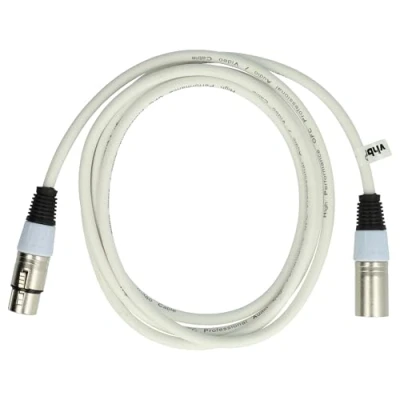 Image of vhbw DMX Cable XLR Male Plug to Female Socket compatible with Spotlights, Stage Lighting, Party Lights 3 Pins, PVC Shielding, white, 2m