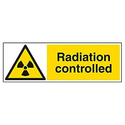 Image of V Safety Radiation Controlled Area Warning Sign 600mm x 200mm Self Adhesive Vinyl