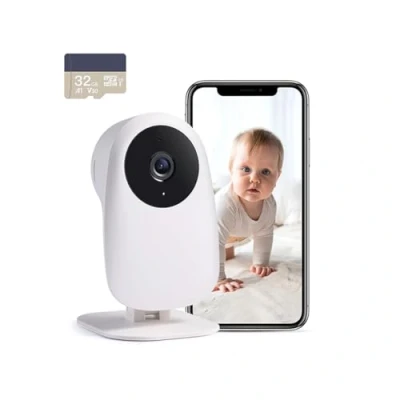 Image of nooie 2K Smart Baby Monitor with Crying Detection and SD Card,Video Cam Audio Night Vision Motion Sound WiFi Camera for Nanny Monitoring,Works Alexa