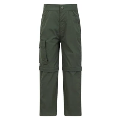 Image of Mountain Warehouse Active Kids Convertible Trousers Shrink &amp; Fade Resistant Childrens Trousers, Fast Dry, Zip Off Casual Bottoms for Autumn Winter, Camping, Travelling Khaki Size 7 8 Years