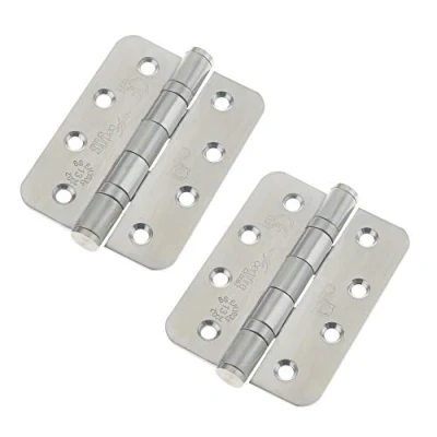 Image of Stainless Internal Fire Door Hinges Grade 13 FD30/60 102x76x3mm with Radius Corners 1 Pair Pack [2 Hinges] Including Screws Satin (1)