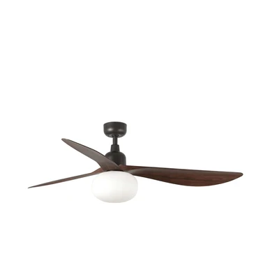 Image of Out Walnut Large 3 Blade Ceiling Fan Dark Brown with Light 1x E27 IP44