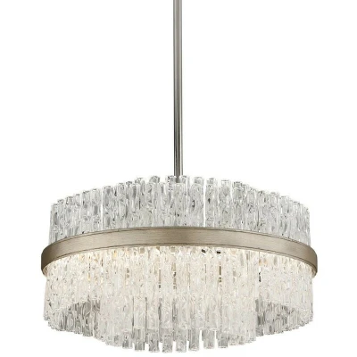 Image of Chime 4 Light Pendant Silver Leaf Polished Stainless, Glass