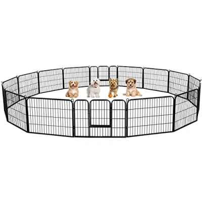 Image of Yaheetech Dog Playpen, 16 Panel Puppy Play Pen Heavy Duty Pet Exercise Fence for Garden/Yard 60cm Height