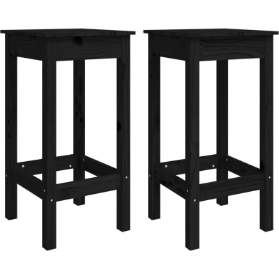 Image of vidaXL Bar Chairs 2 pcs Black 40x40x78 cm Solid Wood Pine
