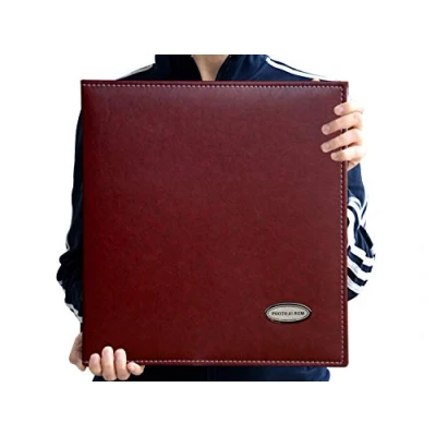 Image of Zoview Magnetic Self Stick Page Photo Album, Family Leather Cover, Hand Made DIY Albums Holds 3x5, 4x6, 5x7, 6x8,8x10 Photos (Wine Red, Large)