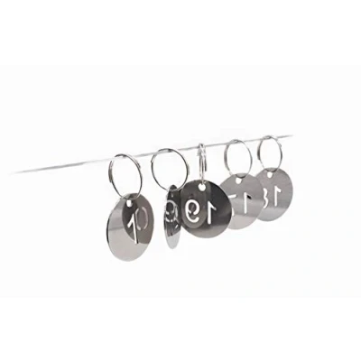 Image of NanTun 30mm 304 Stainless Steel Key Tags with Ring 50 pcs, Hollowed Number ID Chain, Numbered Rings 1 to